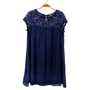 Lily Rose Navy Blue Lace Top Mini Dress Casual Summer Cocktail Party‎ Juniors L